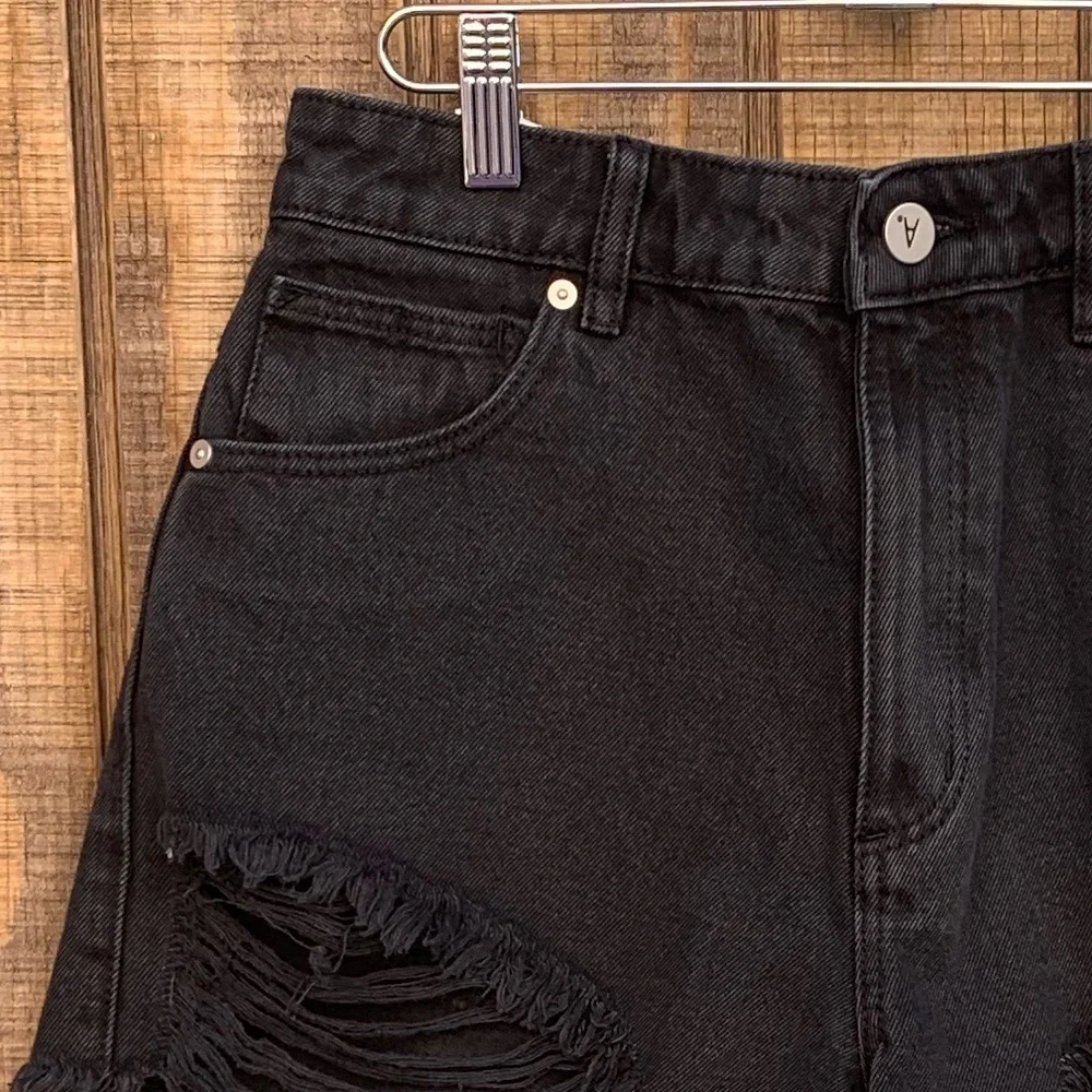 NWTS Abrand High Rise Black Distressed Jean Shorts